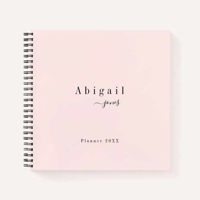 Pink Simple Script Moderner Luxus Beruflich Notizbuch (Vorderseite)