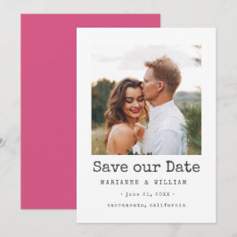 Pink Simple SQUARE Foto Hochzeit speichern Sie das Save The Date