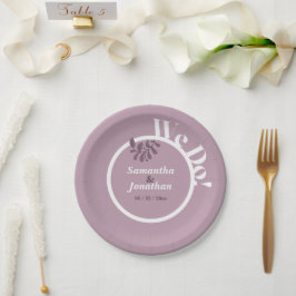 Pink Simple Wedding Umschlag Aufkleber Pappteller