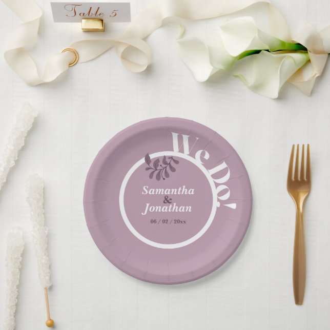 Pink Simple Wedding Umschlag Aufkleber Pappteller (Hochzeit)
