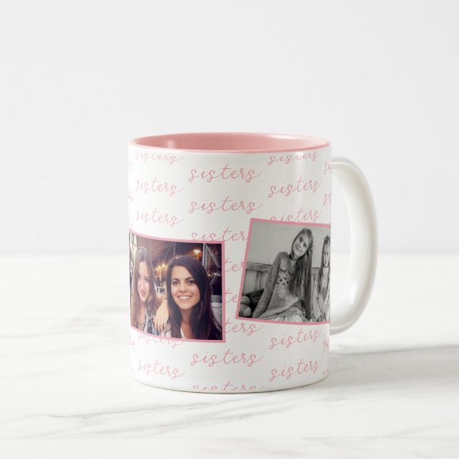 Pink Sisters Custom Fotos Zweifarbige Tasse (VorderseiteRechts)