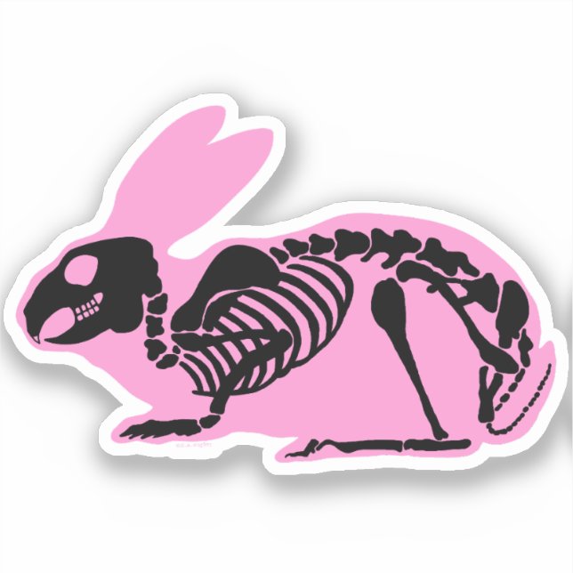 Pink Skeleton Rabbit Aufkleber (Vorderseite)