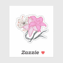 Pink Sketched Blume Bouquet Aufkleber