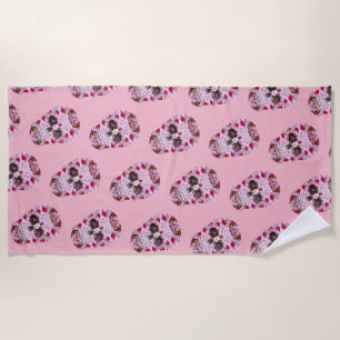 Pink Skull Beach Handtuch