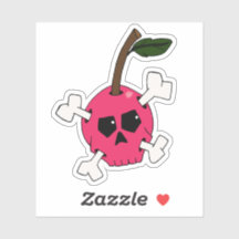 Pink Skull Cherry Laptop Aufkleber
