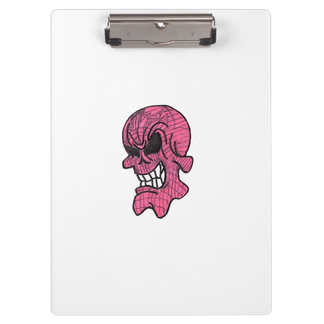 Pink Skull Clipboard Klemmbrett (Vorderseite)