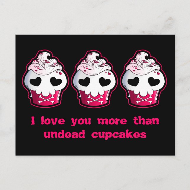 Pink Skull Cupcake Postkarte (Vorderseite)