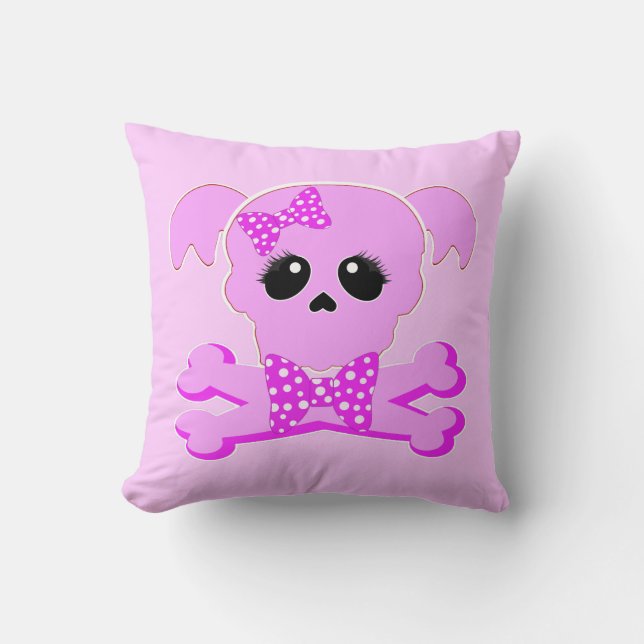 Pink Skull Girl Kissen (Vorderseite)