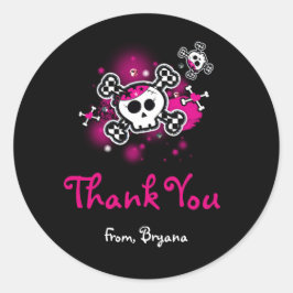 Pink Skull, Herz und Kreuz Gastgeschenk Sticker