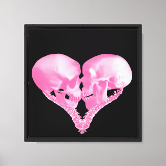 Pink Skull Kiss Herz Romantische Gotische Kunst Leinwanddruck