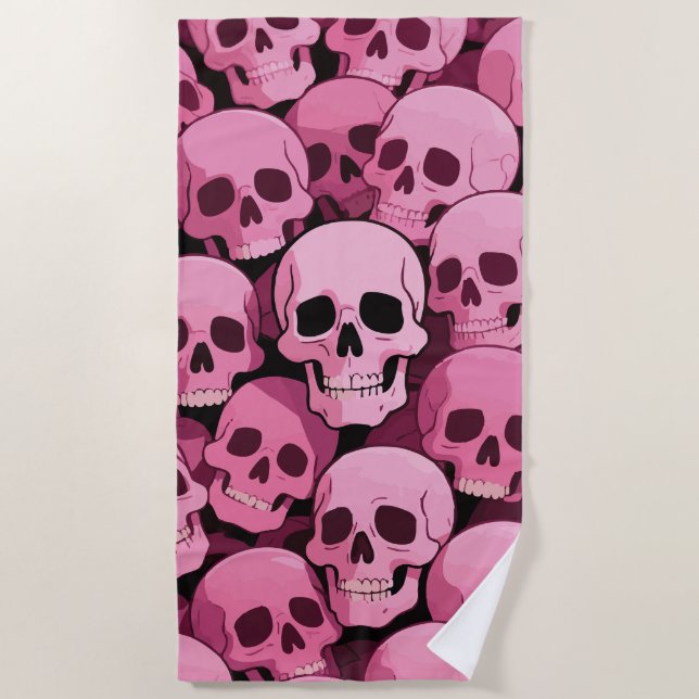Pink Skull Pattern – Bold Gothic Design Strandtuch (Vorderseite)