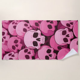 Pink Skull Pattern – Bold Pop Gothic Art Strandtuch