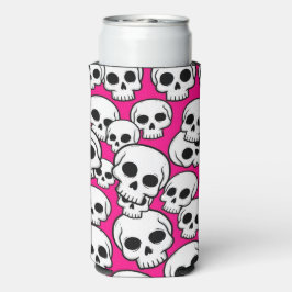 Pink Skull Pattern Foam Can/Bottle Cooler Selters Dosenkühler
