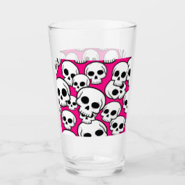 Pink Skull Pattern Glass Cup Glas