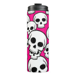 Pink Skull Pattern Thermal Tumbler Thermosbecher