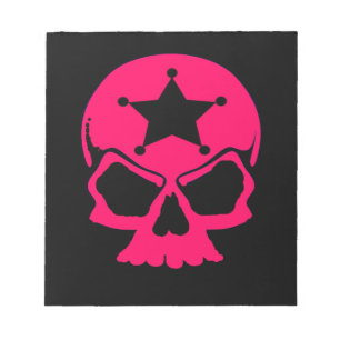 Pink Skull (schwarzer Hintergrund) Notizblock
