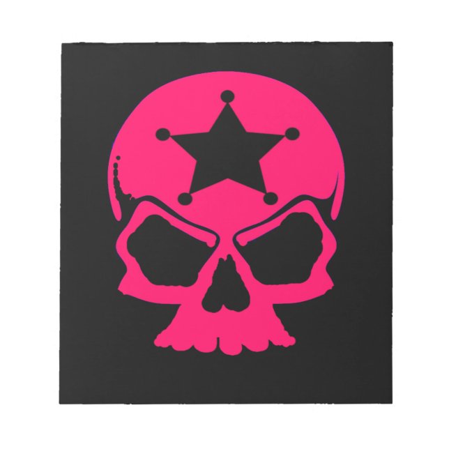 Pink Skull (schwarzer Hintergrund) Notizblock (Vorderseite)