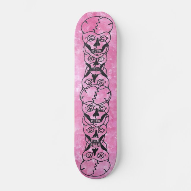 pink skull skateboard deck, devil (Vorderseite)