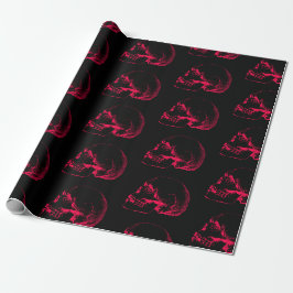 Pink Skull Sketch Muster Geschenkpapier