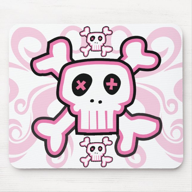 Pink Skull und Cross Bones Mauspad (Vorne)