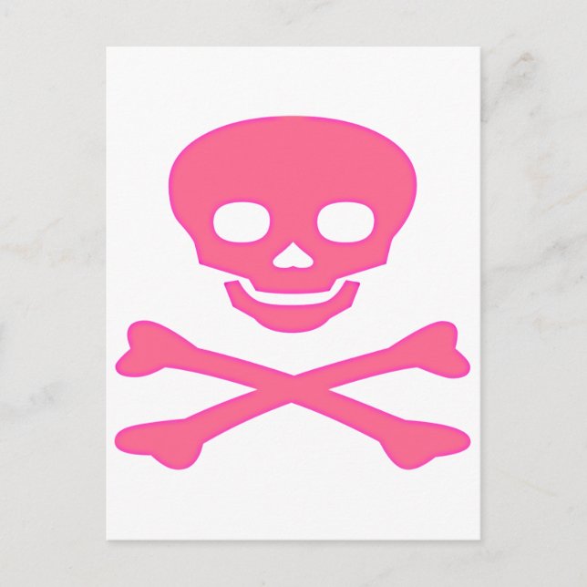 Pink Skull und Crossbones Postkarte (Vorderseite)