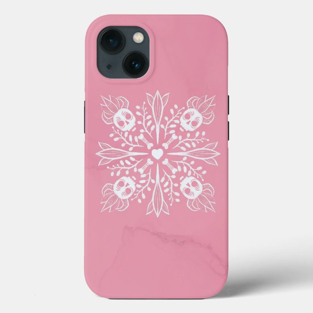 Pink Skulls Pastel Goth Kawaii Niedlicher Horror Case-Mate iPhone Hülle (Rückseite)