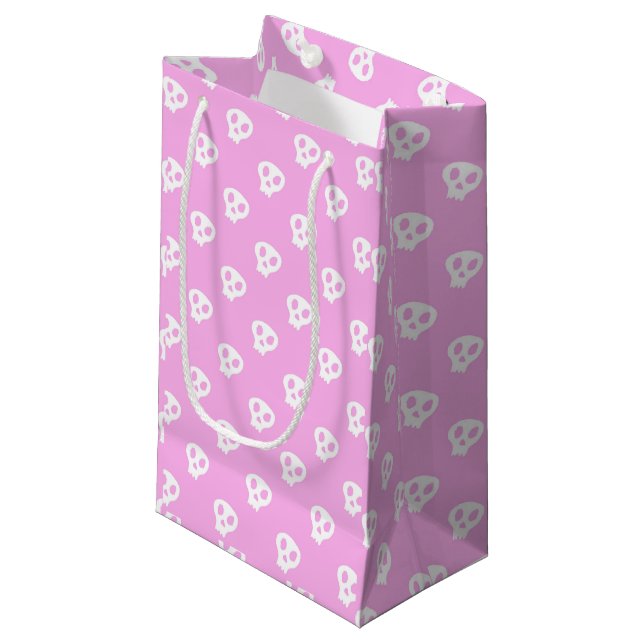Pink Skully Kleine Geschenktüte (Vorderseite Schrägansicht)