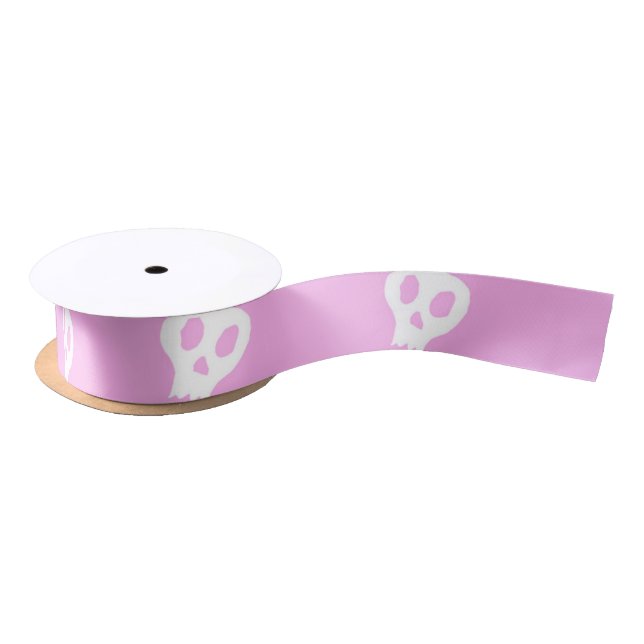Pink Skully Satinband (Spule)