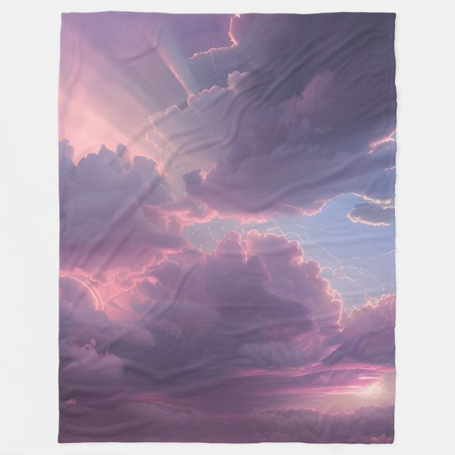 Pink Sky Drama Fleecedecke (Vorderseite)