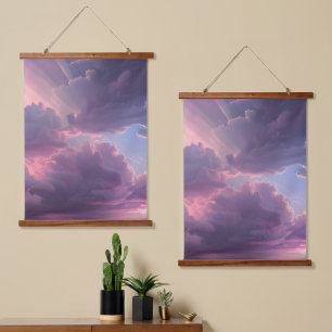 Pink Sky Drama Wandteppich Mit Holzrahmen