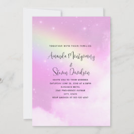 Pink Sky mit Lemon Yellow Rainbow Wedding Einladung