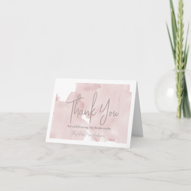 Pink Sky Watercolor Brautparty Dankeskarte (Vorderseite)