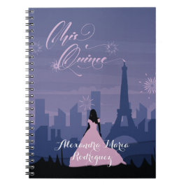 Pink & Slate Blue Paris Feuerwerk Quinceañera Notizblock