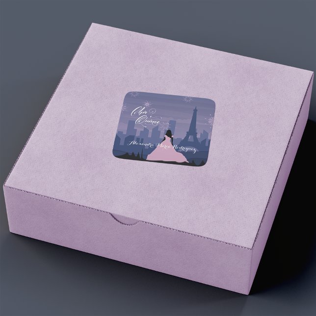 Pink & Slate Blue Paris Feuerwerk Quinceañera Quadratischer Aufkleber (Von Creator hochgeladen)