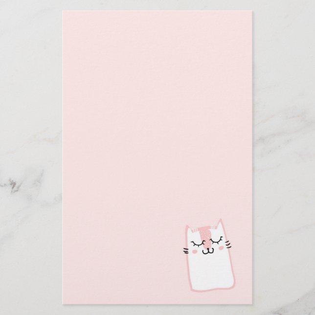 Pink Sleeping Kitty Cat Briefpapier (Vorderseite)