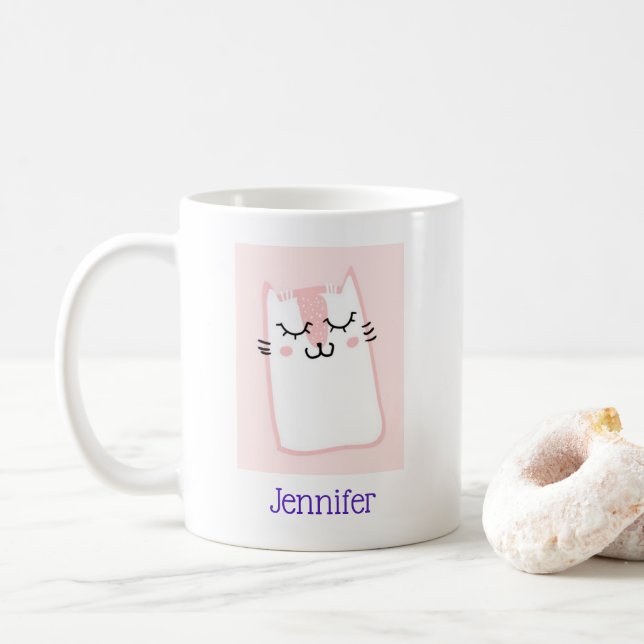 Pink Sleeping Kitty Cat Kaffeetasse (Mit Donut)