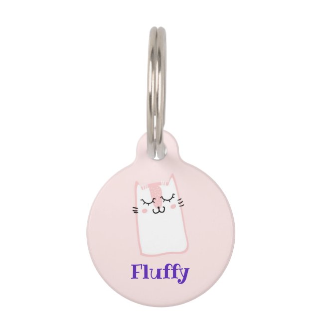 Pink Sleeping Kitty Cat Tiernamensmarke (Vorderseite)