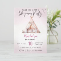 Pink Sleepover Boho Teepee Slumber Party Geburtsta