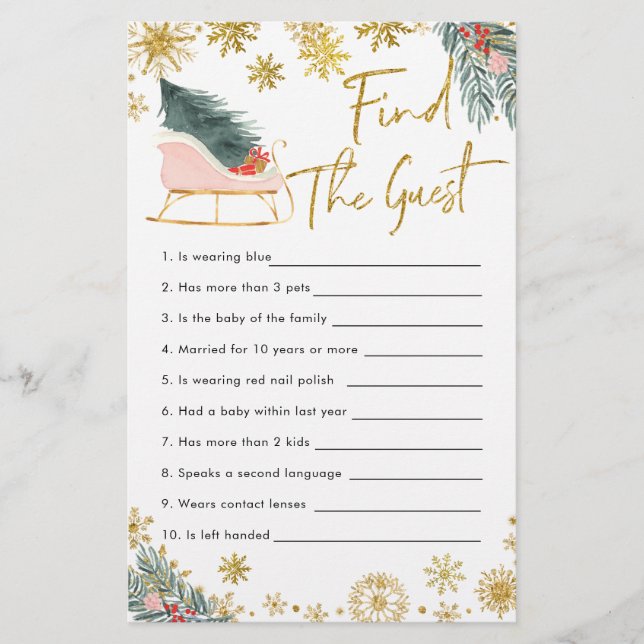 Pink Sleigh Winter Baby Dusche finden Sie (Vorderseite)