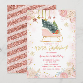  Pink Sleigh Winter Onederland Einladung zum Gebur