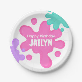 Pink Slime Birthday Papierplatte Pappteller