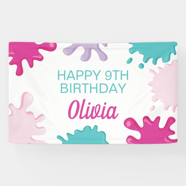 Pink Slime Geburtstagsparty Banner (Horizontal)
