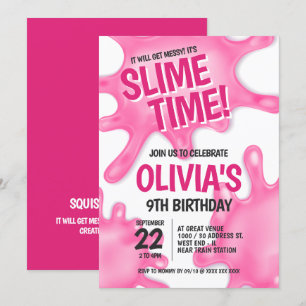 Pink Slime Party Geburtstag Einladung