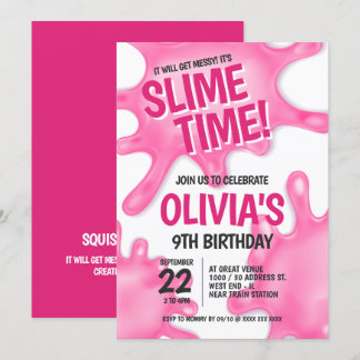 Pink Slime Party Geburtstag Einladung