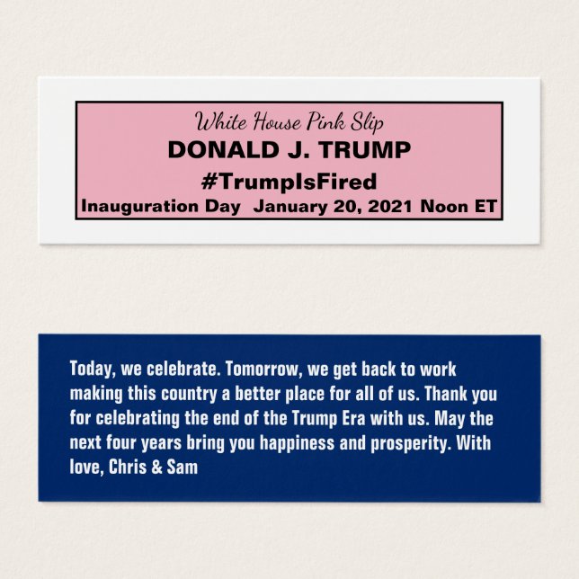 Pink-Slip im Weißen Haus für Trump 2020-Wahl (Vorne & Hinten)