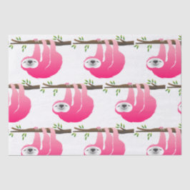 Pink Sloth hängt an einer Zweigstelle Seidenpapier
