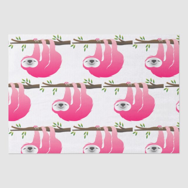 Pink Sloth hängt an einer Zweigstelle Seidenpapier (Vorderseite)