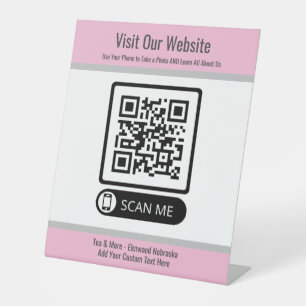 Pink Small Business Erstellen Sie QR-Code Website- Sockelschild