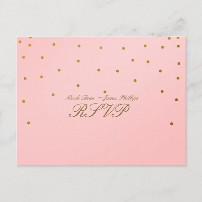 Pink & Small Gold Confetti UAWG Wedding Postcard Einladungspostkarte (Vorderseite)