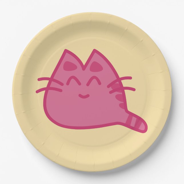 Pink Smilly Kitty Cat Pappteller (Vorderseite)